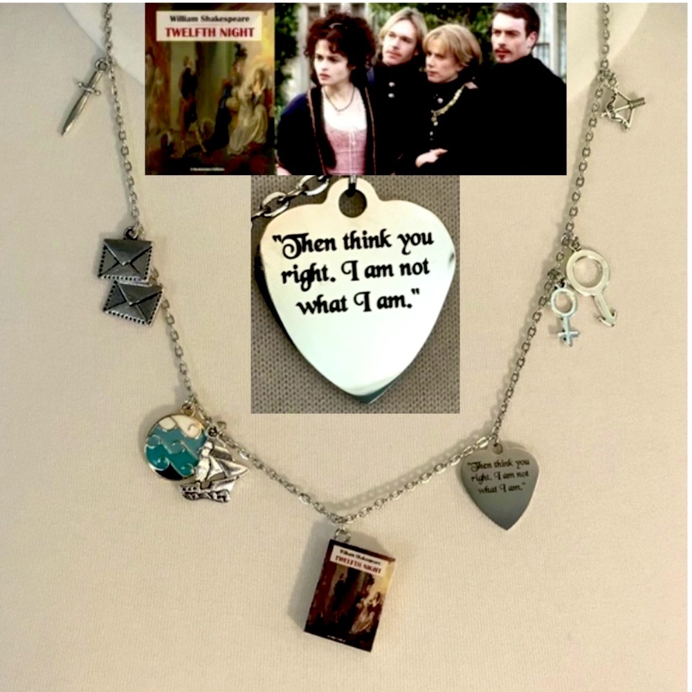 Twelfth Night by William Shakespeare Handmade Literature Necklace, Book Cover